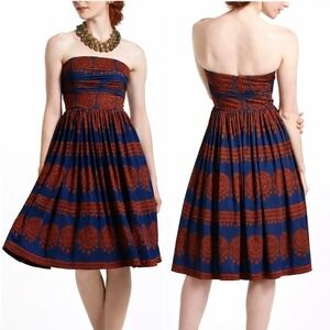 Anthropologie Girls from Savoy Oxidized Medallions Strapless Sun Dress SZ XS